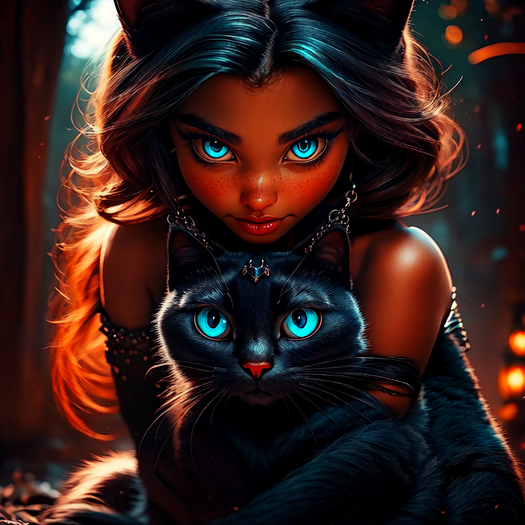 00007-200300715-_lora_3D_FairytalesSD1_1_ 3D Fairytales, The image shows a woman with blue eyes and a black cat sitting on her lap. She has a hu.png